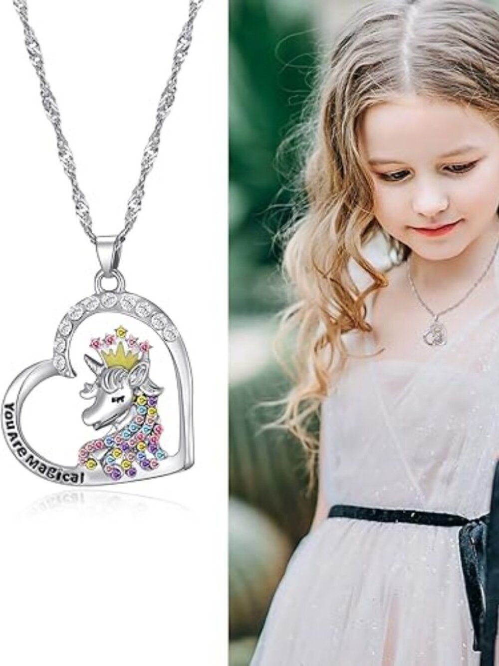 Cute Pastel Crystal Necklaces Set for Girls | Unicorn Fairy Dainty Jewelry | 3/6 - Picture 5 of 6